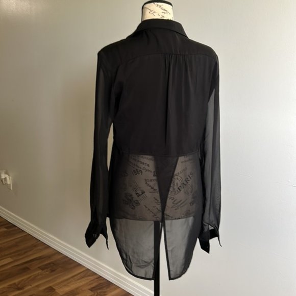 Free People Sheer Button Long Sleeve Shirt/Top  XS - Picture 3 of 6